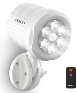 ASOFTY Bewegungsmelder mit Fernbedienung für Garten und Garage, 6 LED Drahtlose Batteriebetrieb, IP65 Wasserdicht, 1000L