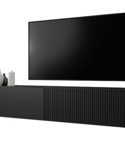 Mirjan24 TV Lowboard Cholon Griffloses Öffnungssystem Schwarz | Mirjan24 200 TV Board Sideboard Schwarz | Mirjan24 Fern