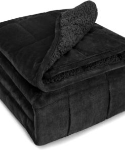 Sivio Sherpa Fleece Gewichtsdecke für Erwachsene 7kg extra warm und coosit Schwarzer Plush für ruhige Nächte Twin-Size 1