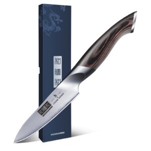 HOSHANHO Edelstahl Küchenmesser, Profi Obstmesser 10cm, schälen und hacken, hochwertig, scharf, ergonomischer Griff, per