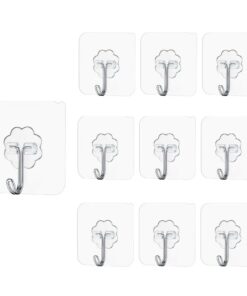 Klebehaken Extra Stark, Selbstklebend, für Küche und Bad, 10 Stück Transparenz, Ohne Bohren (max 10 kg) - Aufhänger für