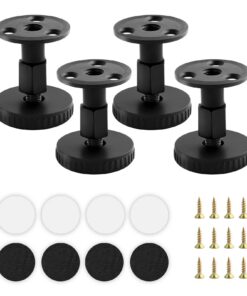 4 Stück Verstellbare Möbelfüße, 24-62mm Höhenverstellen, Schwarz, Kohlenstoffstahl, rutschfeste Schrankfüße mit 2 Instal