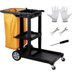 VEVOR Reinigungswagen Putzwagen mit 3 Fächern für Büros, Einkaufszentren und Hotels -sexy Design, Hochleistend, Dauerhaf