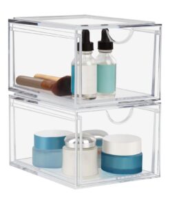 Dezzer Kosmetik Organizer Schubladen 2 Stück Transparent Acryl Stapelbar für Badezimmer Vanity