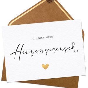 Joli Coon Herzensmensch Karte - Du bist mein Herzensmensch Karte - Zuneigungskarte für beste Freundin mit Naturkuvert un