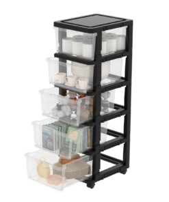 Cetomo Clearview Kunststoff 5 Aufbewahrungsschubladen, schwarz, 1er Set - perfekt fürs Zuhause und Büro |/boweraufbewahr