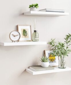 aimu 3er Set schwebende Wandregale weiß wandmontiert für Wohnzimmer & Schlafzimmer Dekoration