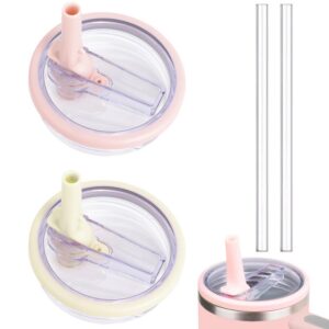 Graplan 2 Stück Ersatzdeckel für 40oz Becher - Auslaufsichere und Staubdichte Tumbler Abdeckungen - Weiß+Rosa