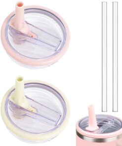 Graplan 2 Stück Ersatzdeckel für 40oz Becher, Auslaufsichere und Staubdichte Tumbler Abdeckungen (Weiß+Rosa) Graplan 2