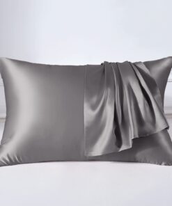 THXSILK Hypoallergener Seidenkissenbezug 40x80 cm (Grau) mit Verstecktem Reißverschluss