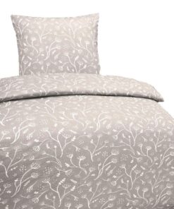 Hochwertige Baumwolle Bettwäsche Blumen - Weiß & Beige, 135x200 & 80x80cm Set 2 TLG