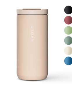 Vinsun Thermobecher Kaffee to go - Edelstahl, doppelwandig isoliert, Heiß & Kaltgetränke - Reisen, Auto, Uni - 380ml bei