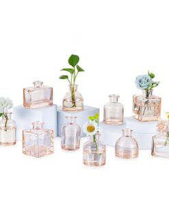 Glasseam Bernstein Mini Glasvasen 10 Stück – Kleine Blumenvase für Hochzeit Party Deko