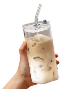 Matcha-Glasi Für Frauen Mit Deckel Und Strohhalm 400ml FüR Iced Coffee Und Smoothie