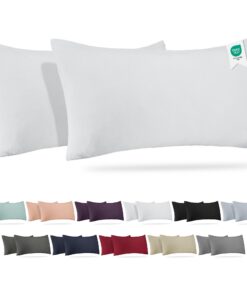 Barbons weiße Kissenbezug 40 x 80 2er Set - weiche Baumwollbezüge mit Reißverschluss (40x80-Weiß) OEKO-TEX Zertifiziert