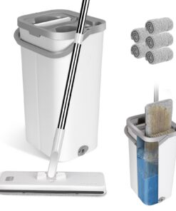 Masthome Wischmopp Set mit Eimer - Ideal für Hausfrauen, Fliesenreinigung, Nass- und Trockengebrauch, 140cm Edelstahl Gr