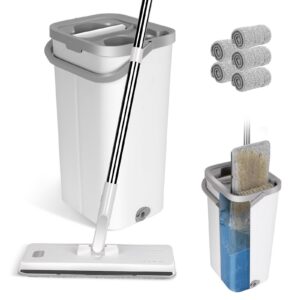 Masthome Wischmopp Set mit Eimer - Ideal für Hausfrauen, Fliesenreinigung, Nass- und Trockengebrauch, 140cm Edelstahl Gr
