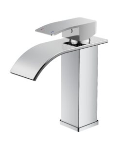 FORIOUS Wassahhahn Bad, Wassersparend und Energiesparend mit Wasserfall-Ausschuss und Chrom-Design