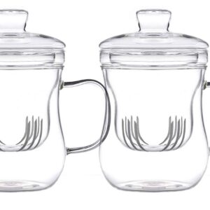 3 Stück Teetassen mit Glas-Filter und Deckel. Handgefertigte Teegläser für losen Tee. Mit je 400ml Füllvolumen und elega
