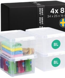 SmartStore - 4x Aufbewahrungsbox mit Deckel Classic 8L | Lebensmittelechte Kunststoffbox | 10 Jahre Garantie SmartStor