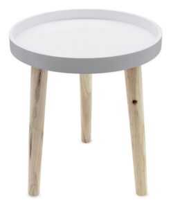 Spetebo Deko Holz Kleiner Beistelltisch Couchtisch Sofatisch - weiß - 36x30 cm - comfortabeler Beisetzungsraum