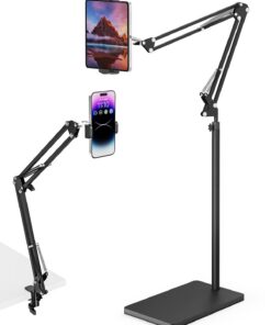 Tablet Bodenständer mit 5KG Schwerer Basis & Tischklemme, Höhenverstellbar, Kompatibel mit iPhone & iPad & Galaxy Tab (4