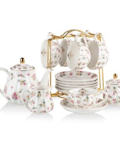 Sweejar Home Porzellan-Teeset British Royal Serie, Für High Tea, Ideal für 6 Personen