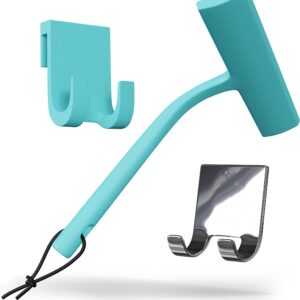 BEIGOLD Maritim Blau Duschabzieher - 23 cm breit OHNE Bohren - Robuste Bad Accessoires mit Edelstahl Kern - extra robust
