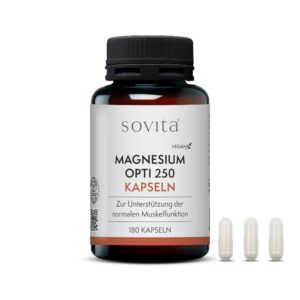 Sovita Magnesium Opti 250 Kapseln | Hochdosiert & Vegan | Für Muskeln, Nerven & Energiestoffwechsel