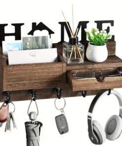 Modernes Schlüsselbrett mit Ablage Braun - Wandmontage für Flur