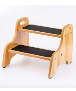 StrongTek Wood 2 Tritthocker für Kinder - Rutschfest mit 160kg Tragkraft & Tragbarem Griff