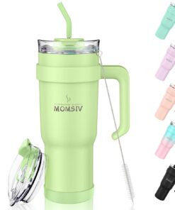 MOMSIV Thermobecher Gelb-Grün: 40oz Doppelwandig Edelstahl, Spülmaschinenfest, Isolierung für Heißkalte Getränke, Autobe