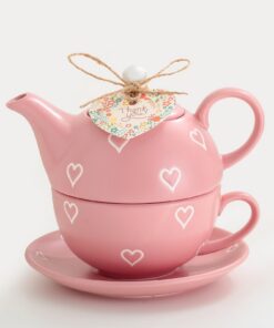 Domini Teekanne-Set Für Einen, Teekanne Und Teetasse, Geschenkidee Für Frauen Und Mädchen, Mattes Rosa