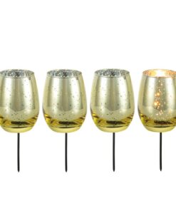 Glasseam Gold Teelichthalter Adventskranz 4er Set für Advent Weihnachten Tischdeko