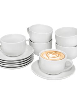 Sänger Premium Kaffeetassen Set New Port 12 Teilig Porzellansammlung für 6 Personen | Weiss 150ml
