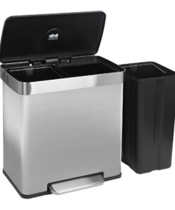 Harbour Housewares 60L (2 x 30L) Doppelter Edelstahl Küchen-Treteimer mit Soft-Close-Deckel