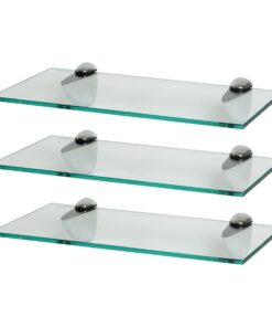 Harbour Housewares 3X 40cm Klare Glas Schwebende Wandregale - Badezimmer Küche Lagerung mit Silber Klammern