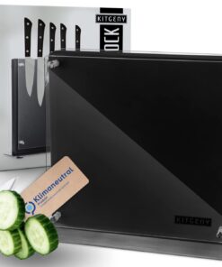Magnetisch-fixierter Akazienholz Messerblock – ideal für Küchen professioneller Qualität – schwarz & elegant – beidseiti