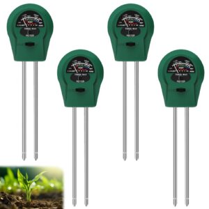 Behogan 4 Stück 3 in 1 Boden-Feuchtigkeitsmesser für Pflanzen und Gartenanwendungen - PH/Temperatur/LichtMessung, Ideal