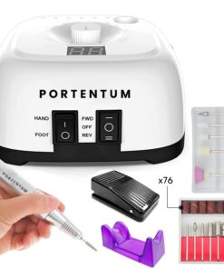 PORTENTUM Professionelle Nagelfräse 35000 U/min - Elektrisches Maniküre- und Pediküre-Set 16 Elemente - Hochleistungs-Na