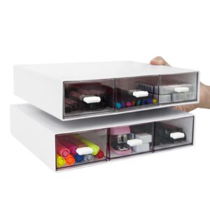 Zuiaso Stapelbare Schubladen für Schreibtisch, weiß (3 Schubladen) | Zuiaso Kunststoff-Make-up-Organizer, Schreibtisch-