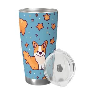 EVANEM 20oz Isoliertes Tumbler Corgi Druck mit Verschluss für Autofahrer und Reise Thermalbecher für Warmen und Kalten G