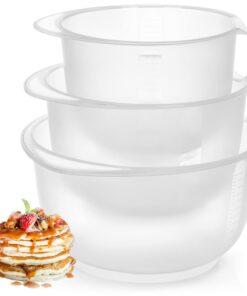 com-four® 3-teiliges Rührschüssel Set für Bäcker - rutschfest - mit Stoppboden und Skala - Spülmaschinengeeignet - Füllm