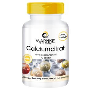 Calciumcitrat - 300mg Calcium pro Tablette - 90 Stück - vegan - Warnke Vitalstoffe - Deutsche Apothekenqualität