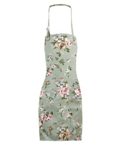 Küchenschürze für Frauen mit großer Tasche und Chef Aprons (Grün) | Verstellbare Küchenschürze für Die Küche mit Floral