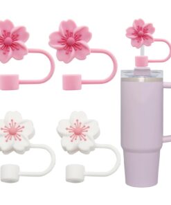 Stanley Cup Strohhalmabdeckung Set, 10 mm Silikon Straw Cover, Rosa Und Weiß