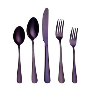 Ironx Besteck-Set für Erwachsene, Edelstahl, 1,5-teilig, inkl. Messer/Gabel/Löffel (lila, 18/0, 5-Pieces)