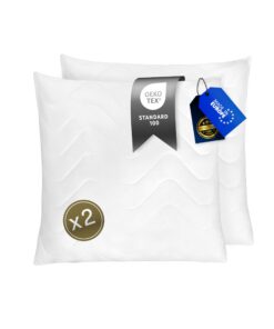 FAM' Home luxuriöses Kissenset - Ergonomische weiße Kopfkissen 80x80 - Leichte Pflege - Waschbar in Wasser bis 95 °C - A