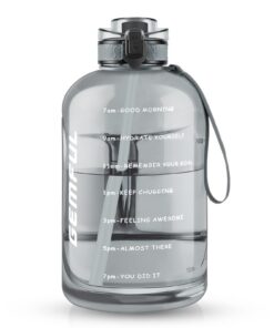 GEMFUL 3L Sport-Trinkflasche Zeitmarkierung Grau BPA-frei Auslaufsicher Fitness Training Aktive Hydration Strohhalm Trag