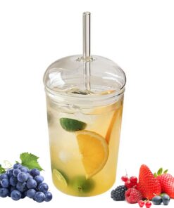 Klarglas Tumbler 500ml Breiter Mund Mit Deckel Und Stroh - Reise Geschenke